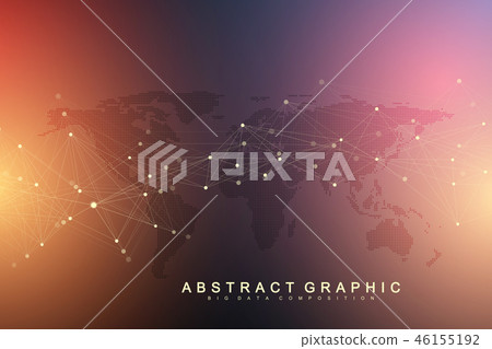 Geometric abstract background with connected line and dots. Network and connection background for Geometric abstract background with connected line and dots. Network and connection background for 46155192