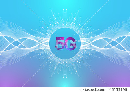 5G network wireless system and internet connection background. 5G symbol communication network 46155196