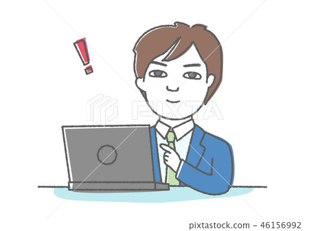 A man who came up with an idea when working on a computer A man who came up with an idea when working on a computer 46156992