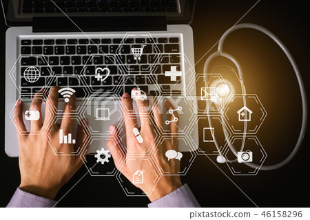 desk work office medical technology concept. desk work office medical technology concept. 46158296