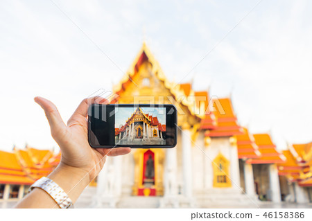 Camera phone with Thai Marble Temple Camera phone with Thai Marble Temple 46158386