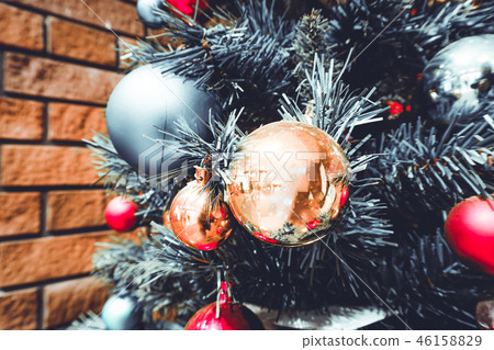colorful ball on christmas tree colorful ball on christmas tree 46158829