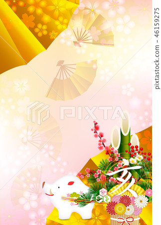 亥 和紙 年賀状 背景 - Stock Illustration [46159275] - PIXTA