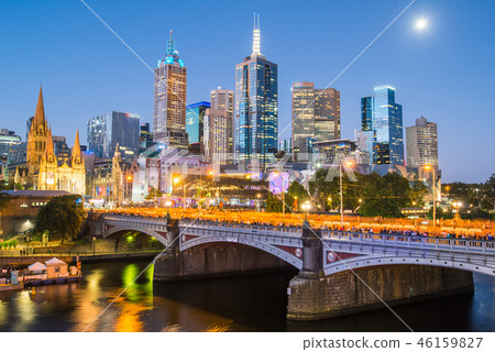 Beautiful view of Melbourne city, Australia. 46159827