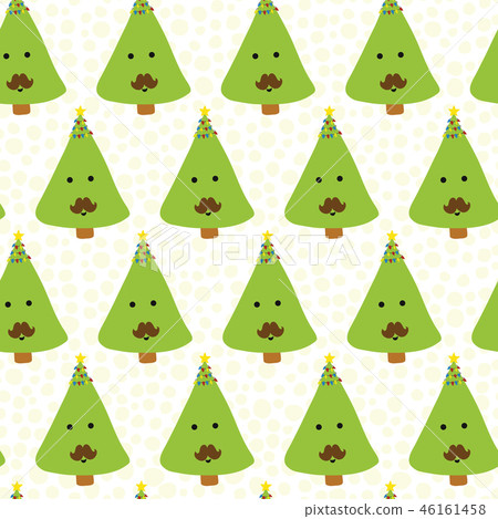 Funny Christmas trees with mustache pattern vector - Stock Illustration