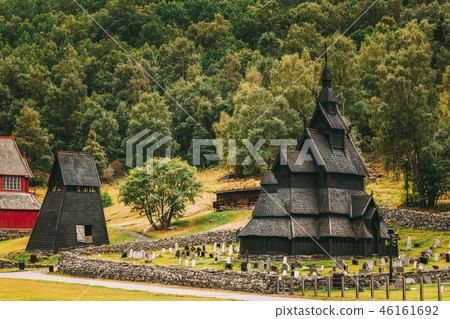 Borgund, Norway. Stavkirke An Old Wooden Triple Nave Stave Churc 46161692