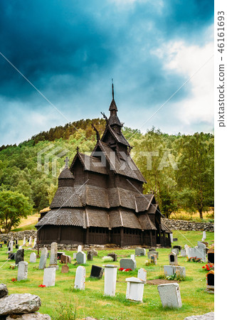 Borgund, Norway. Stavkirke An Old Wooden Triple Nave Stave Churc 46161693