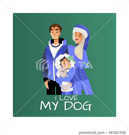 Vector cartoon big family character hugging winter 46162306