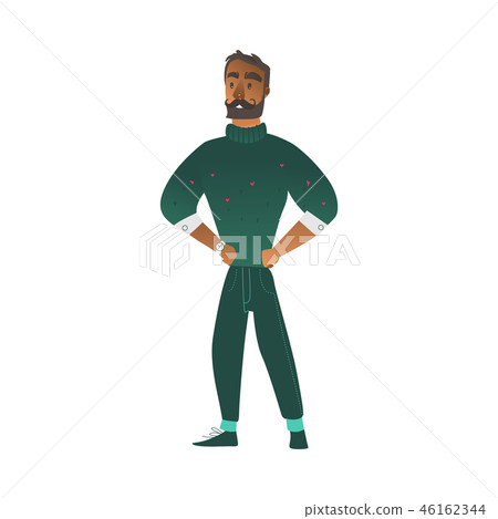 Vector flat sketch man winter clothing fun Vector flat sketch man winter clothing fun 46162344
