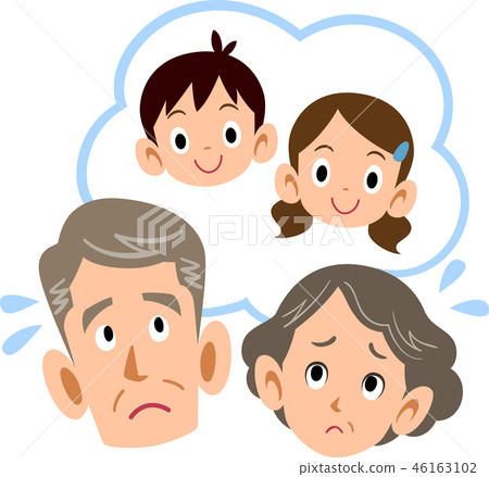 Senior couple suffering from grandchildren Senior couple suffering from grandchildren 46163102