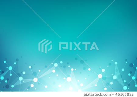 Abstract geometric texture with molecular structures and neural network. Molecules DNA and genetic 46165852