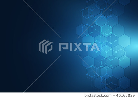 Molecular structures and hexagons elements. Abstract geometric background with molecules and Molecular structures and hexagons elements. Abstract geometric background with molecules and 46165859