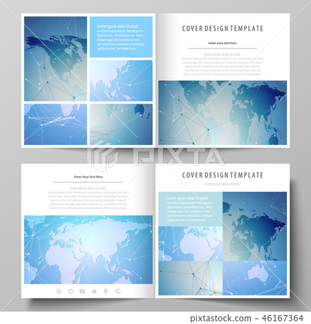 The minimalistic vector illustration of the editable layout of two covers templates for square The minimalistic vector illustration of the editable layout of two covers templates for square 46167364