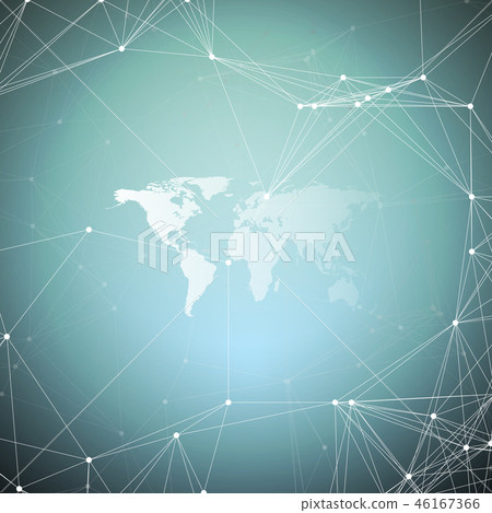White world map with chemistry pattern, connecting lines and dots. Molecule structure. Scientific White world map with chemistry pattern, connecting lines and dots. Molecule structure. Scientific 46167366