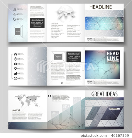 Set of business templates for tri fold square design brochures. Leaflet cover, vector layout 46167369
