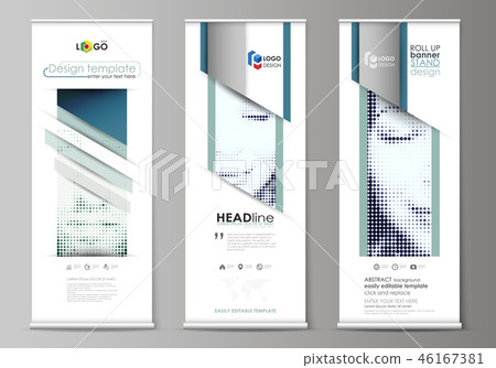 Roll up banner stands, flat design templates, geometric style, vertical vector flyers, flag layouts Roll up banner stands, flat design templates, geometric style, vertical vector flyers, flag layouts 46167381