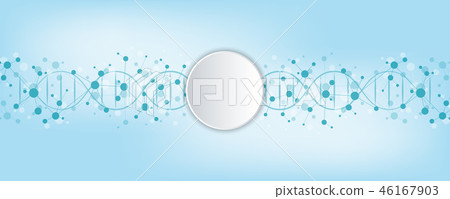 DNA strand and molecular structure. Genetic engineering or laboratory research. Background texture 46167903