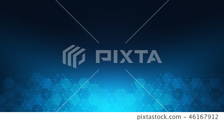 Abstract technology background with hexagons pattern. Hi-tech digital background. Vector 46167912