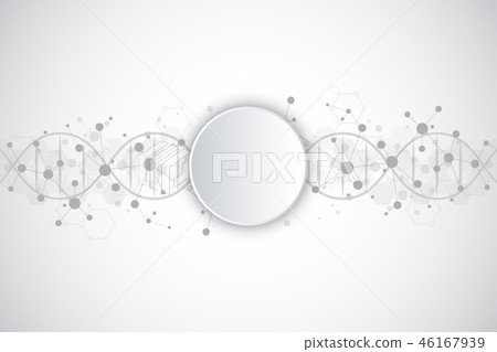 DNA strand and molecular structure. Genetic engineering or laboratory research. Background texture 46167939