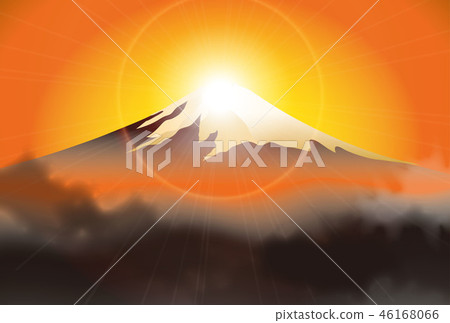 富士山 今年的頭一個落日 日出 46168066