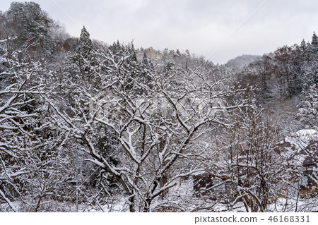 一個多雪的日山形的風景 一個多雪的日山形的風景 46168331
