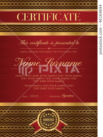 Certificate vector vertical template. Secured gold Certificate vector vertical template. Secured gold 46169694