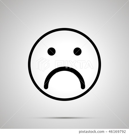 Sad face emoticon for rate of satisfaction level, simple black silhouette 46169792