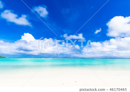 夏天圖像海，海灘，藍天關島 46170465