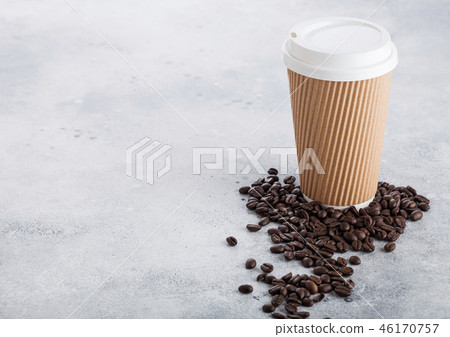 Coffee cardboard cup with fresh coffee beans  46170757