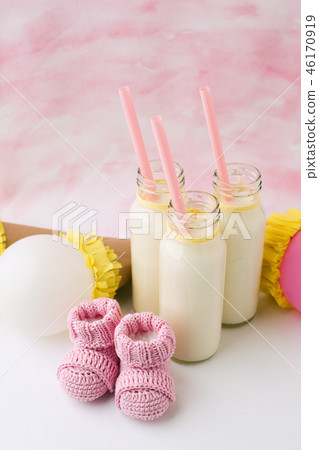 Baby shower decorative table with copy space 46170919