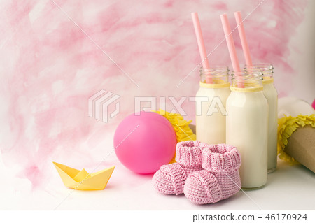 Baby shower decorative table with copy space Baby shower decorative table with copy space 46170924