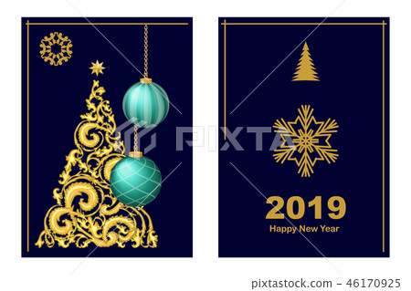 Minimal New Year cards set.  46170925