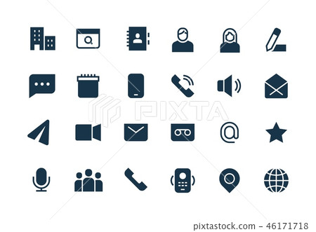 Contact black icons. Telephone mail internet website, home address, business personal information 46171718