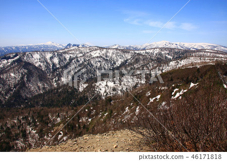 Mountain range around Sapporo seen from spring Teiyama 46171818