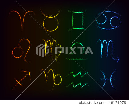 Vector set of shiny western Zodiac Horoscope signs Vector set of shiny western Zodiac Horoscope signs 46171978