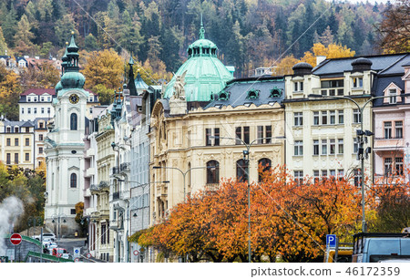 Karlovy Vary with Church of Saint Mary Magdalene 46172359