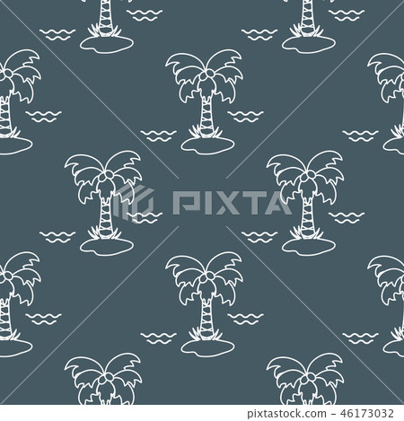Seamless pattern with palm trees and waves - Stock Illustration ...