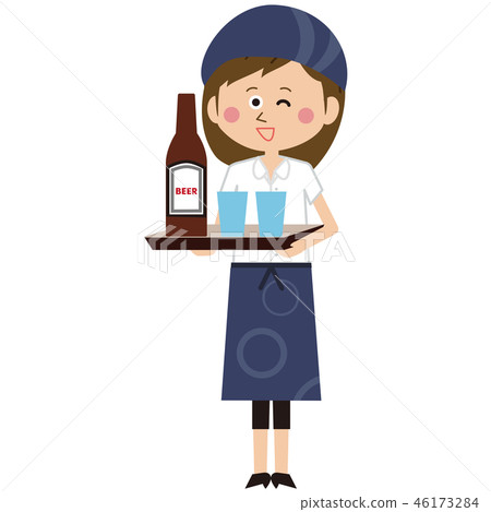 流行酒館職員帶著一瓶啤酒 流行酒館職員帶著一瓶啤酒 46173284