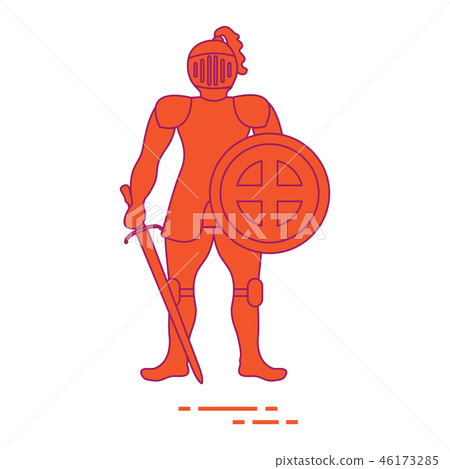 Knight in armor with shield and sword Knight in armor with shield and sword 46173285