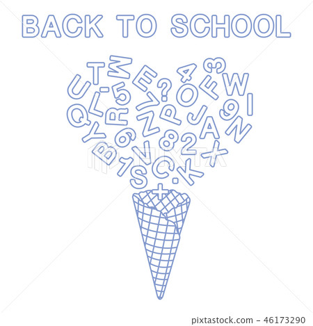 Back to school Ice cream cone, letters, numbers. Back to school Ice cream cone, letters, numbers. 46173290