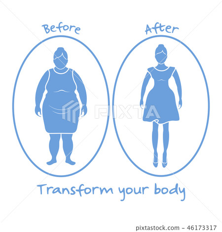 Fat woman and shapely woman Transform your body. Fat woman and shapely woman Transform your body. 46173317