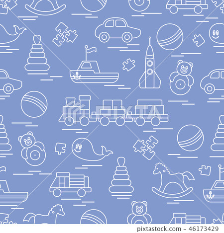 Seamless pattern with kids toys - Stock Illustration [46173429] - PIXTA