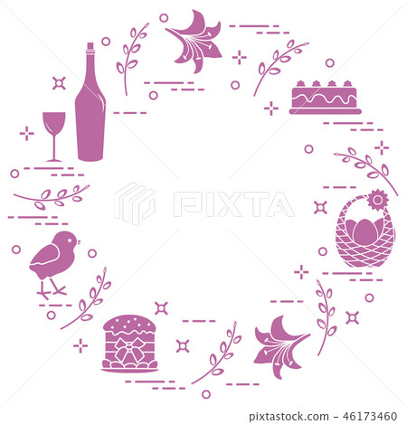 Different Easter symbols arranged in a circle: 46173460