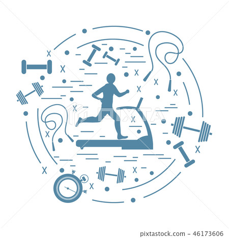 the man jogging on a treadmill and different kinds the man jogging on a treadmill and different kinds 46173606