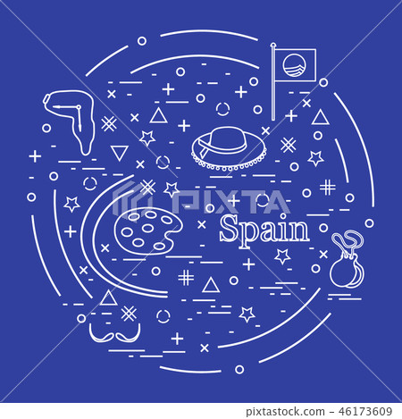 various symbols of Spain arranged in a circle various symbols of Spain arranged in a circle 46173609