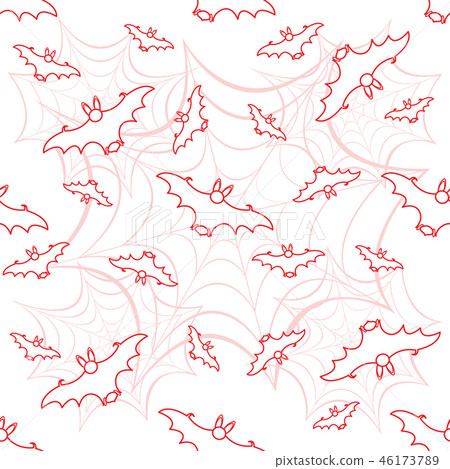 Halloween vector seamless pattern with web and bat - Stock Illustration ...