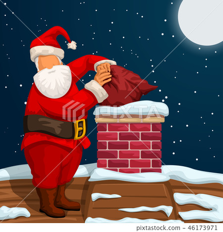 santa putting bag in chimney 46173971