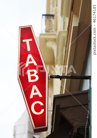 Illuminated French Red And White Sign Tabac Illuminated French Red And White Sign Tabac 46174185