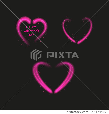 Bright neon heart. Heart sign on dark transparent background. Neon glow effect. Vector Bright neon heart. Heart sign on dark transparent background. Neon glow effect. Vector 46174407
