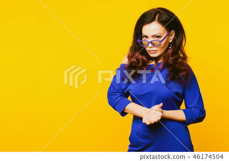 Very angry mature businesswoman in blue suit  46174504